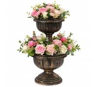 Taylor & Brown 2 Tier Antique Bronze Effect Flower Fountain Planter Pot Display Stand with Stable Base for Outdoor Garden, Balcony, Terraces, Patio and Decking