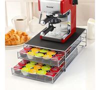 Taylor & Brown 2-Tier Coffee Machine Stand & 72-Pod Holder With Sliding Drawer Organizer For Nespresso & Dolce Gusto Capsules