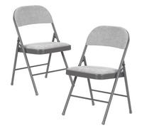 Taylor & Brown 2 X Deluxe Fabric Padded Folding Chairs With Metal Frame And Folding Backrest For Home, Garden, Office - Grey