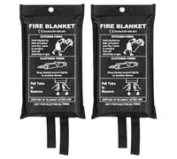 Taylor & Brown 2 x Large Fire Blanket, Quick Release Unfolding With Loops, 1 X 1 M Ideal For Home, Kitchen, Office, Home, Garage, Caravan Etc