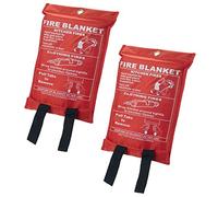 Taylor & Brown 2 x Large Fire Blanket, Quick Release Unfolding With Loops, 1 X 1 M Ideal For Home, Kitchen, Office, Home, Garage, Caravan Etc