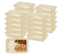 Taylor & Brown 20 Pack Single Compartment Meal Prep Containers, Bpa-Free Reusable Plastic Food Boxes With Airtight Lids, (Beige)