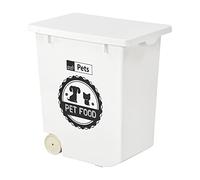 Taylor & Brown 20L/10KG White Airtight Pet Food Storage Container Large Flip Top With Wheels Plastic Birds Pet Dog Cat Animal Dry Food Seed Dispenser Bin