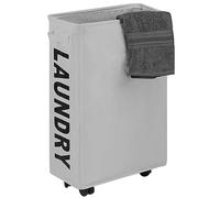 Taylor & Brown 22" Large Slim Laundry Baskets 45L Tall with Handle, Laundry Basket on Wheels, Collapsible Laundry Hamper, Rolling Hamper Dorm Baskets (Light Grey)