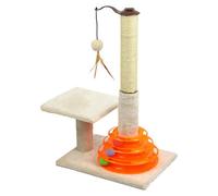 Taylor & Brown 25" Cat Scratching Post With Sisal Pole, Plush Carpet, Interactive Toy Balls, Indoor Kitten Scratcher, Beige