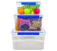 Taylor & Brown 3-Piece Large BPA-Free Plastic Food Storage Containers with Lid - Stackable, Leak-Proof Container with Snap Lock Lids - For Rice, Flour, Snacks, Fruit & Meal Prep