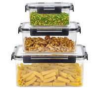 Taylor & Brown 3-Piece Stackable Food Storage Containers, Airtight Rectangle Lunch Boxes For Meal Prep, Snacks & Leftovers