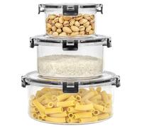 Taylor & Brown 3 Piece Stackable Food Storage Containers, Lunch Box, Plastic Airtight Seal with Lids, Reusable, Leak Proof, Microwave and Freezer Safe, BPA Free Food Containers (Round)
