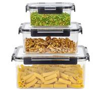 Taylor & Brown 3 Piece Stackable Food Storage Containers, Lunch Box, Plastic Airtight Seal with Lids, Reusable, Leak Proof, Microwave and Freezer Safe, BPA Free Food Containers (Rectangle)