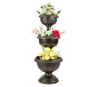 Taylor & Brown 3 Tier Antique Bronze Effect Flower Fountain Planter Pot Display Stand with Stable Base for Outdoor Garden, Balcony, Terraces, Patio and Decking