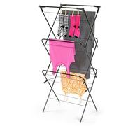 Taylor & Brown 3 Tier Deluxe Clothes Airer With 4 CORNER HANGER HOOKS Foldable Heavy Duty Dryer Laundry Drying Washing Line Horse Indoor Outdoor Towel Rack 15M Airing Capacity, Black