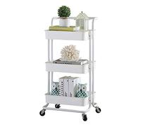 Taylor & Brown 3 Tier Kitchen Storage Trolleys Removable Storage Tower Rack Bathroom Shelf With Wheels Slim Rolling Storage Rack Trolley Beauty Salon Cart Storage Detachable Catering Serving Trolley