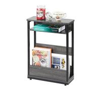 Taylor & Brown 3-Tier Narrow Side Table Slim End Table With Storage Shelf & Magazine Rack For Small Spaces, Modern Design (Grey)