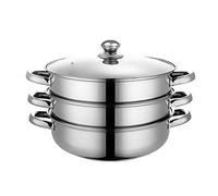Taylor & Brown 3 Tier Steamer Three Piece Stainless Steel Steamer Pan Set with Non Stick Base Multi Cooker Pot Set Pan Cook Food Glass Lid Dishwasher Safe