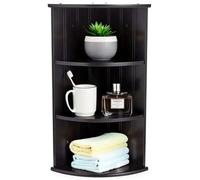 Taylor & Brown 3 Tier Wooden Corner Shelf Unit, Freestanding Bathroom Corner Storage Rack, Black Gloss Small Corner Unit