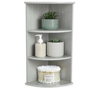 Taylor & Brown 3 Tier Wooden Corner Shelf Unit, Freestanding Bathroom Corner Storage Rack, Grey Gloss Small Corner Unit