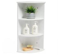 Taylor & Brown 3 Tier Wooden Corner Shelf Unit, Freestanding Bathroom Corner Storage Rack, White Gloss Small Corner Unit