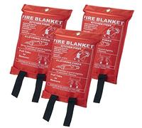 Taylor & Brown 3 x Large Fire Blanket, Quick Release Unfolding With Loops, 1 X 1 M Ideal For Home, Kitchen, Office, Home, Garage, Caravan Etc