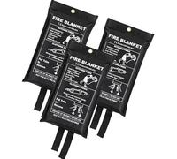 Taylor & Brown 3 x Large Fire Blanket, Quick Release Unfolding With Loops, 1 X 1 M Ideal For Home, Kitchen, Office, Home, Garage, Caravan Etc