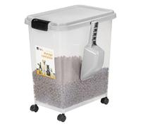 Taylor & Brown 30 Litre Airtight Pet Food Storage Container With Plastic Measuring Scoop Treats For Pet Dog Cat Animal Dry Food Dispenser With Casters, Grey