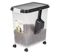 Taylor & Brown 30 Litre Airtight Pet Food Storage Container With Plastic Measuring Scoop Treats For Pet Dog Cat Animal Dry Food Dispenser With Casters (Black)