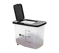 Taylor & Brown 30L/13KG Airtight Pet Food Storage Container Flip Top With Wheels Transparent Plastic Birds Pet Dog Cat Animal Dry Food Seed Dispenser Bin (Black)