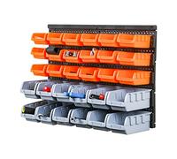 Taylor & Brown 30pc Wall Mounted Storage Bins & Backboards Tool Organiser Box for Garage Shelving Units Workshop DIY Shed Storage Box Rack Plastic Drawers