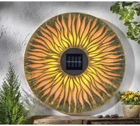 Taylor & Brown 38Cm Solar Sun Wall Art Led Garden Light Outdoor Metal Hanging Decoration Ornament Waterproof Warm White Lights