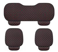 Taylor & Brown 3pc Universal Front and Rear PU Leather Car Seat Bottom Cushion Cover Set with Pockets Car Seat Pad Seat Protector Non Slip Universal Fit 90% Vehicles (Black/Red)