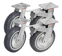 Taylor & Brown 4 Heavy Duty 200mm Swivel Castor Wheels, 2 Brakes, Silent, No Floor Marks, 1000Kg Capacity, Grey Rubber Trolley