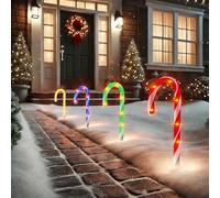 Taylor & Brown 4 Pack Candy Cane Christmas Lights Pathway Lawn Patio Garden Stake Lights Marker Festive Indoor Outdoor Decorations Battery Powered. (Multi)
