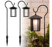 Taylor & Brown 4 Pack Solar Powered Hanging Lights Outdoor Garden Decorative Lanterns with Shepherd Hooks - Waterproof Landscape Lighting for Lawn, Patio, Yard, Pathway, Driveway - Warm White