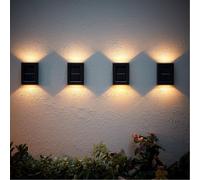 Taylor & Brown 4 Pack Solar Wall Light, Outdoor LED Up and Down Lights, IP65 Waterproof Power-Saving Front Door Light, Garden Wall Lamps for Decoration, Fence, Yard, Pathway, Warm White