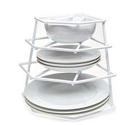 Taylor & Brown® 4 Tier Corner Kitchen Plate Rack Tidy Cupboard Shelf Insert Organiser New (White)