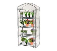 Taylor & Brown 4 Tier Mini Greenhouse Cold Frame Reinforced White PE Plastic Outdoor Garden Steel Frame Plants Four Shelf Grow House - W69 x D49 x H160cm