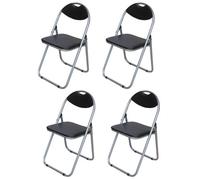 Taylor & Brown 4 X Black Padded Folding Chair Back Rest Easy Store For Home, Dining, Office, Computer Desk Chairs, Seating Events
