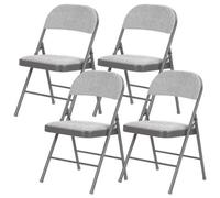 Taylor & Brown 4 X Deluxe Fabric Padded Folding Chairs With Metal Frame And Folding Backrest For Home, Garden, Office - Grey
