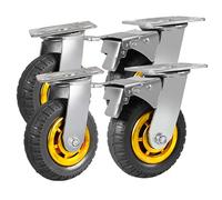 Taylor & Brown 4 x Heavy Duty Industrial Swivel Castor Wheels with 2 Brakes - 150mm up to 1000KG - No Floor Marks Silent 360° Transport Caster for Furniture - Rubbered Trolley Wheels - 6” Grey Castors