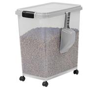 Taylor & Brown 40 Litre Airtight Pet Food Storage Container With Plastic Measuring Scoop Treats For Pet Dog Cat Animal Dry Food Dispenser With Casters, Grey