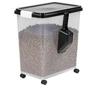 Taylor & Brown 40 Litre Airtight Pet Food Storage Container With Plastic Measuring Scoop Treats For Pet Dog Cat Animal Dry Food Dispenser With Casters, Black