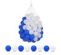 Taylor & Brown 400 Soft Plastic Mini Play Balls - Crush Proof, No Sharp Edges, Certified Non Toxic, Phthalate & BPA Free - Use in Baby Toddler Ball Pit, Play Tents & Tunnels (Blue/White)