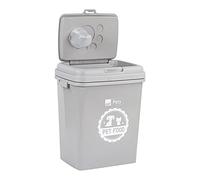 Taylor & Brown 40L/15KG Airtight Pet Food Storage Container Flip Top Locking System With Integrated Scoop Plastic Birds Pet Dog Cat Animal Dry Food Dispenser Bin, Grey