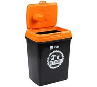 Taylor & Brown 40L/15KG Airtight Pet Food Storage Container Flip Top Locking System With Integrated Scoop Plastic Birds Pet Dog Cat Animal Dry Food Dispenser Bin, Black/Orange
