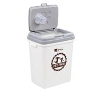 Taylor & Brown 40L/15KG White Grey Airtight Pet Food Storage Container Flip Top Locking System With Integrated Scoop Plastic Birds Pet Dog Cat Animal Dry Food Dispenser Bin