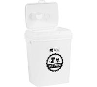 Taylor & Brown 40L/15KG White Grey Airtight Pet Food Storage Container Flip Top Locking System With Integrated Scoop Plastic Birds Pet Dog Cat Animal Dry Food Dispenser Bin