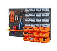 Taylor & Brown 44pc Wall Mounted Storage Bins & Backboards Tool Organiser Box for Garage Shelving Units Workshop DIY Shed Storage Box Rack Plastic Drawers