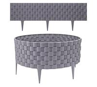 Taylor & Brown 4Pc Grey Garden Fencing Set, Faux Rattan Effect Plastic Edging For Lawn, Flowerbed, Patio, Driveway 2.38M