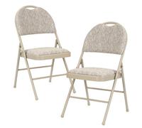 Taylor & Brown 4X Padded Folding Chair Seat High Backrest Metal Frame For Home Office Dining Events - Beige Frame, Checker Fabric