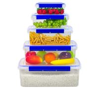 Taylor & Brown 5-Piece Large BPA-Free Plastic Food Storage Containers with Lid - Stackable, Leak-Proof Container with Snap Lock Lids - For Rice, Flour, Soups, Fruit & Meal Prep