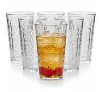 Taylor & Brown 6 Pack Hi Ball Plastic Acrylic Tumblers, 550Ml Bubble Textured Stackable Drinking Glasses For Picnics, Bbqs